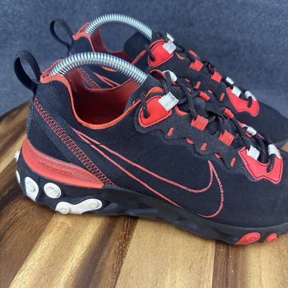 Nike React Element Script Swoosh Mens Size 8 Running Shoes Black Red CK9285-001 - Picture 3 of 11